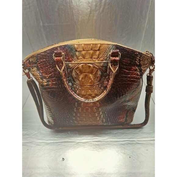 Brahmin Large Duxbury Ombre Reptilian Embossed Croc Satchel & Dust Cover - Picture 4 of 12